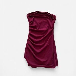 Strapless Burgundy Mini Dress
